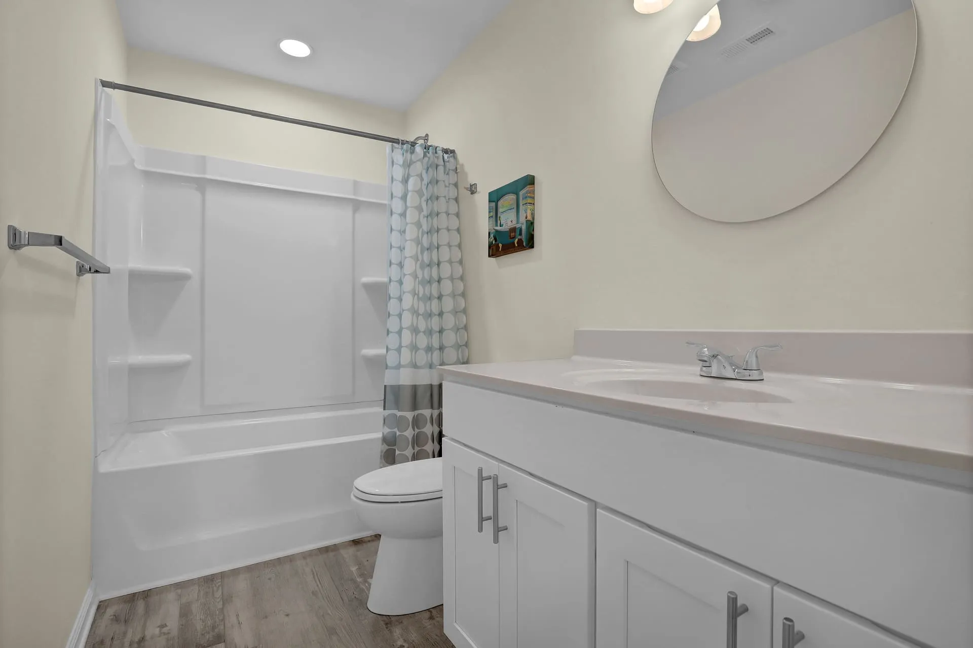 Full bathroom with tub and shower