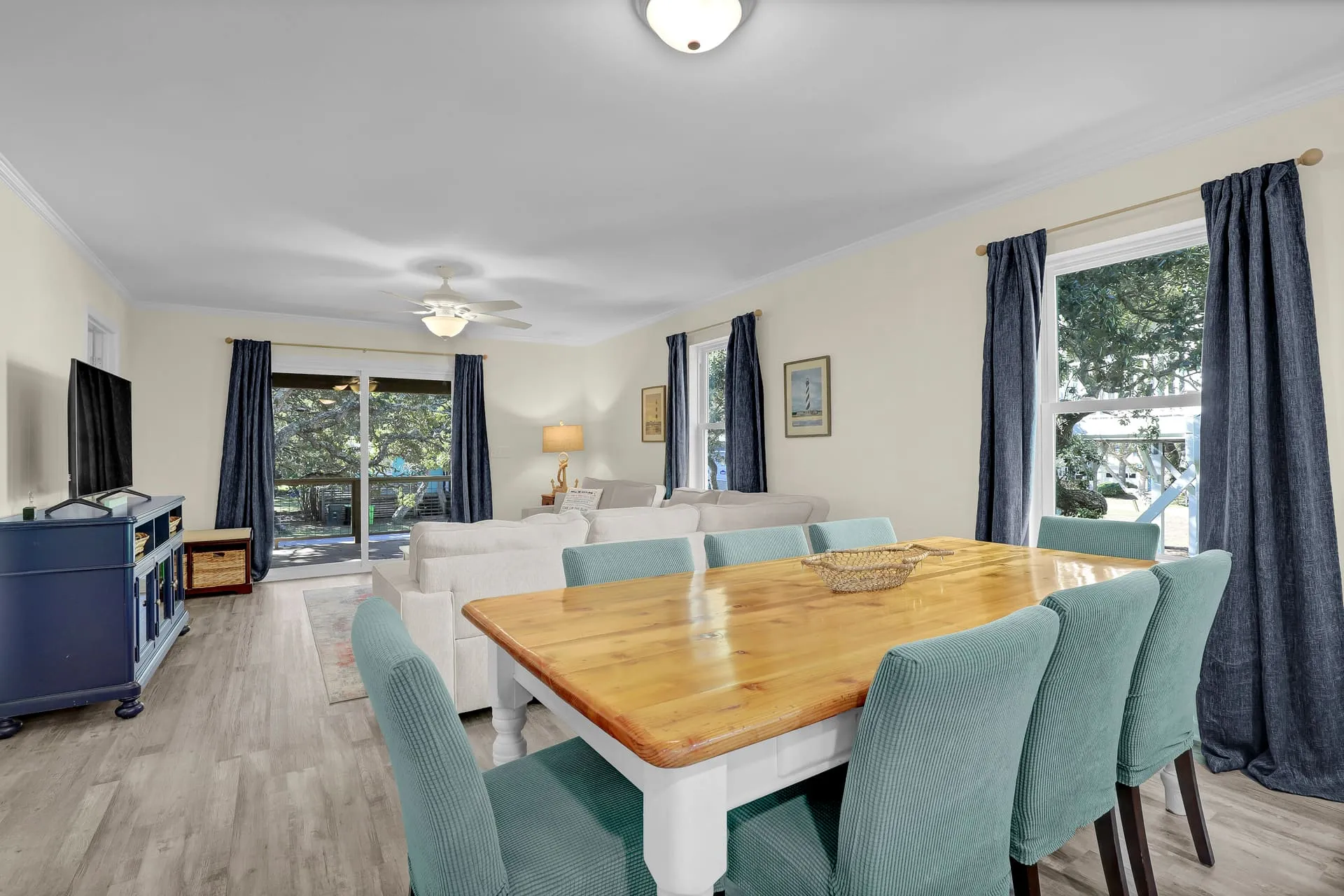 Farm dining table with seating for eight