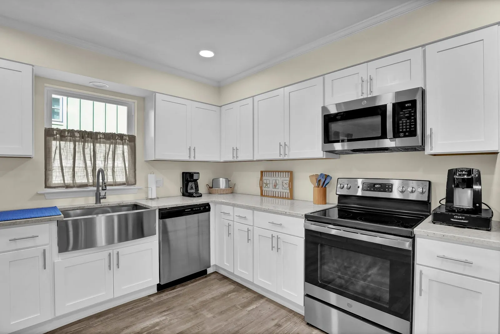 Kitchen with stainless steel appliances and ample counter space